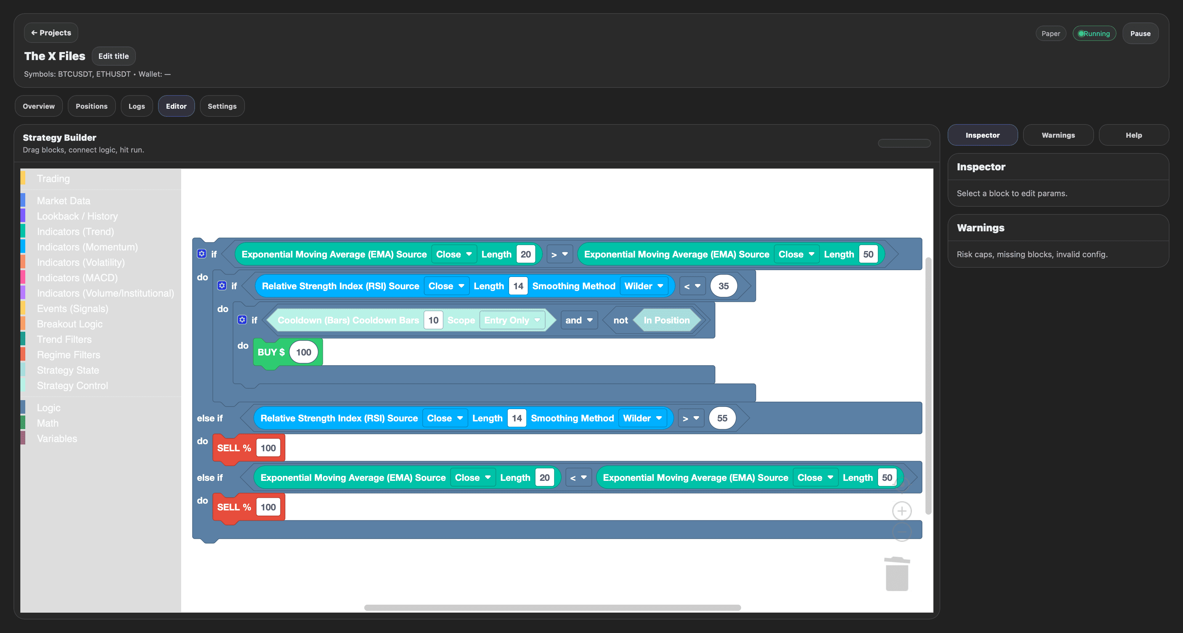 Strategy Builder screenshot